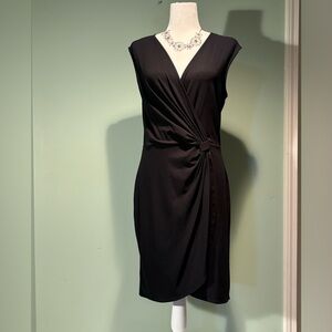 Ann Taylor black sleeveless knit sheath dress size M